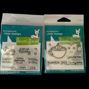Lawn Fawn clear stamps Pumpkin spice Happy birthda